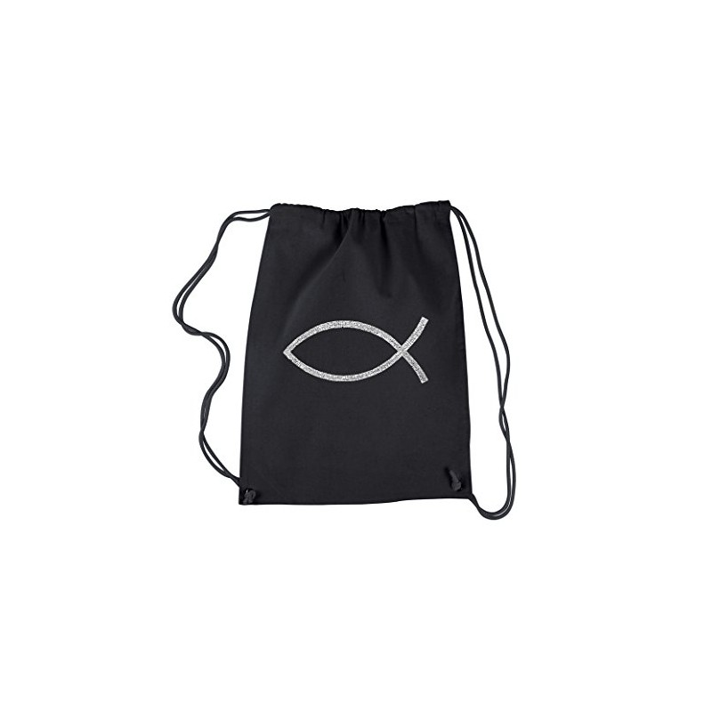 LA POP ART Drawstring Word Art Backpack - Jesus Fish