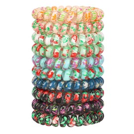 JessLab Spiral Hair Ties for Ladies, 10-Pack Elastic Hair Ties, Cute Plastic Coil Hair Ties, No-Damage Hair Accessory for Women and Children with Thick or Thinning Hair, Mix Color 5