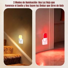 2 Piezas 670 nm Rojo Luz Nocturna para Dormir, 2 Modos de Color