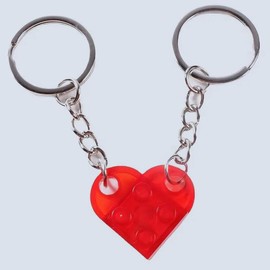 Matching Connecting Brick Keychain for Couples and Best Friends High Quality Durable Gifts for Him Gifts for Her Anniversary Birthday Father's Day Building Blocks Valentine's Day - Color: Clear Red