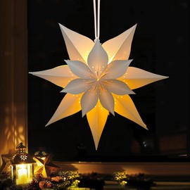 Sprinlot Christmas Star Illuminated, Luminous Stars Window, Paper Star for Hanging, LED Stars Christmas, Illuminated Window Decoration Christmas Decoration