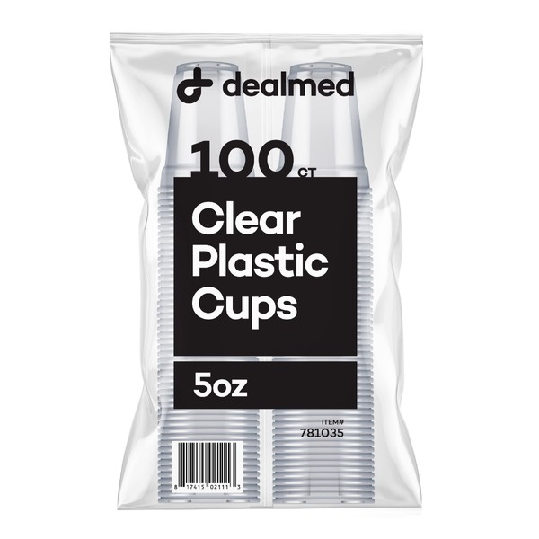 Dealmed 5 oz. Disposable Plastic Cups – 100% Recyclable Cups for Doctor's Offices, School Nurse's, Hospitals, at Home and More (Pack of 100)