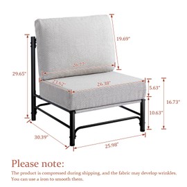 HollyHOME Mid Century Modern Accent Chair, Comfy Reading Chair with Soft Cushion, Metal Frame Fabric Large Lazy Chair, Upholstered Lounge Sofa Chairs for Living Room, Bedroom, Balcony, Camel&Blue