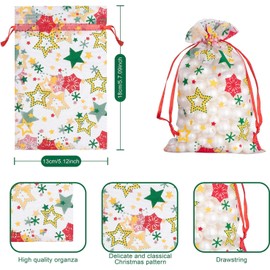 GoClimber 50 PCS 4x6 Inches Mixed Color Christmas Organza Gift Bags with Drawstring, Jewelry Candy Bags for Christmas