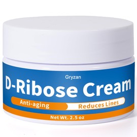 Ribose Cream, Ribose Sugar for Skin, Reduces Wrinkles, Moisturizer, Tightens & Firms the Skin, with D-Ribose Fractionated Coconut Oil and Grapeseed Oil, for All Skin Types, 2.5 oz