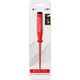 PB Swiss Tools Slotted VDE Screwdriver PB 5100.0-80 | 100% Swiss Made | Single Electric Screwdriver Insulated up to 1000V AC / 1500V DC