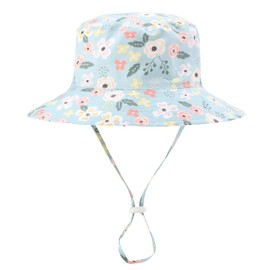 Baby Girl Sun Hat Summer Hats with UPF 50+ Toddler Bucket Hats for Infant with Wide Brim Strap Outdoor Hat A-Greden Blue 19.7"(50cm)/12-24 Months