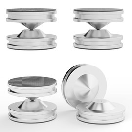 Monosaudio 4 HiFi Speaker Stands HiFi Staple Pad Device Feet Stainless Steel Shock Absorber Feet Insulator Feet Absorbent Feet HiFi Coasters for Amplifier Turntable Woofers (Silver, SP2720)