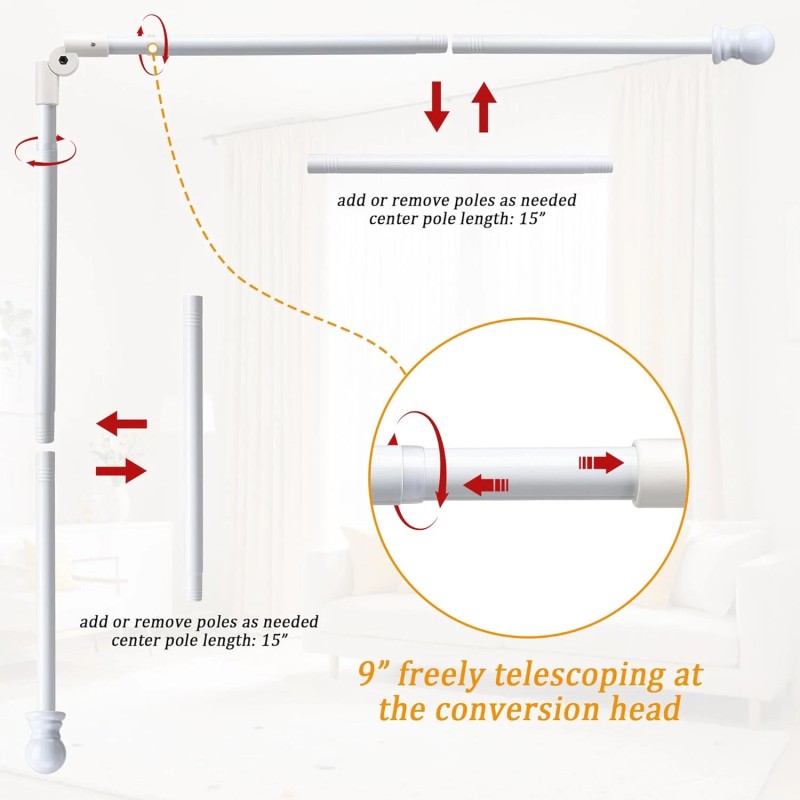 Nicecho L Shape Heavy Duty Curved Curtain Rods for 2