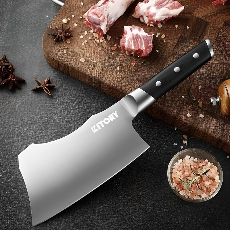 Meat Cleaver with Large Handle - 7 inch Kitchen Bone