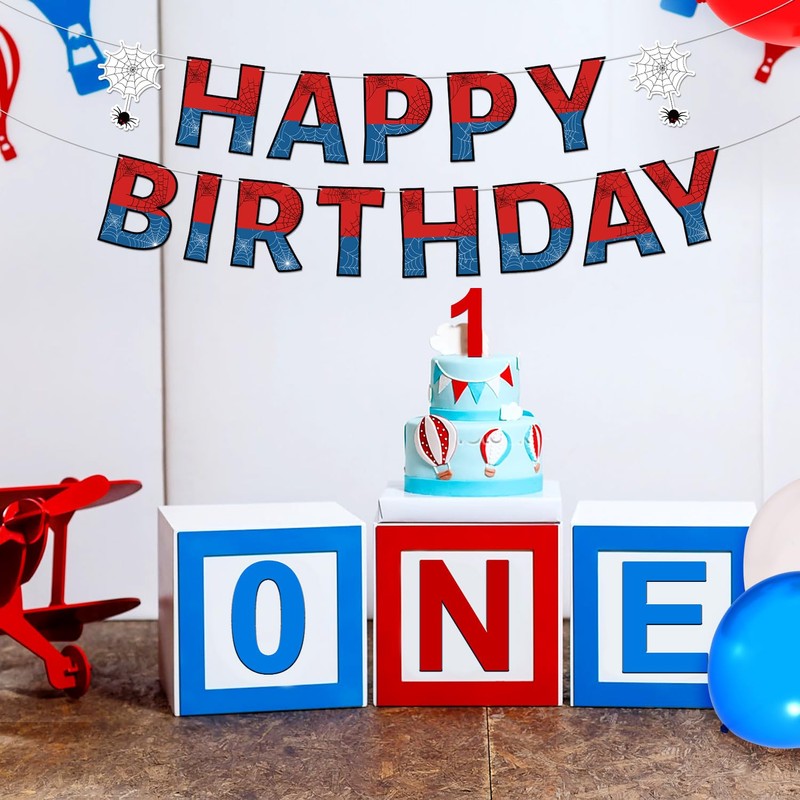 Spider Birthday Birthday Banner, Pre-Strung Spider Theme Happy Birthday Decorations