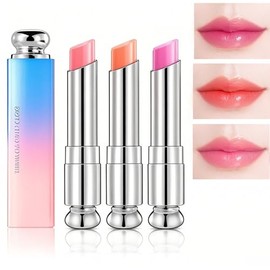 Lip Balm con Color, 3PCS Balsamo Labios Mágico que Cambia de Color, Brillo Labial Hidratante para Niñas y Mujeres, Gloss Labial con Efecto Tintado,...