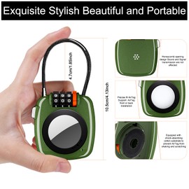 Upgraded Version AirTag Holder Combination Lock,Alloy Body AirTag Case with Cable,Anti Lost AirTag Secure Holder Lock,Resettable Code AirTag Holder Lock for Luggage Bags Gym Locker(Green)