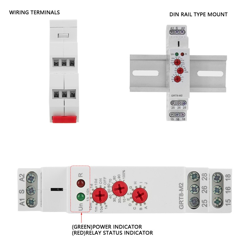 GRT8-M2 Multifunctional Delay Time Relay with 10 Functions DIN Rail