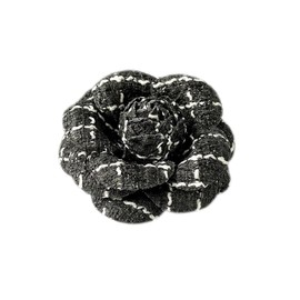 Classic Camellia Brooch Pin Fabric Handmade Flower Pin for Men Women (Black)
