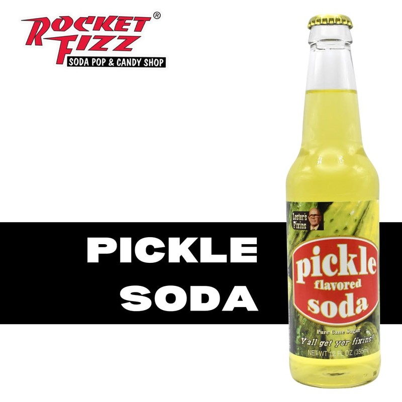 Rocket Fizz Lester's Fixins Pickle Soda Flavor | Cane Sugar