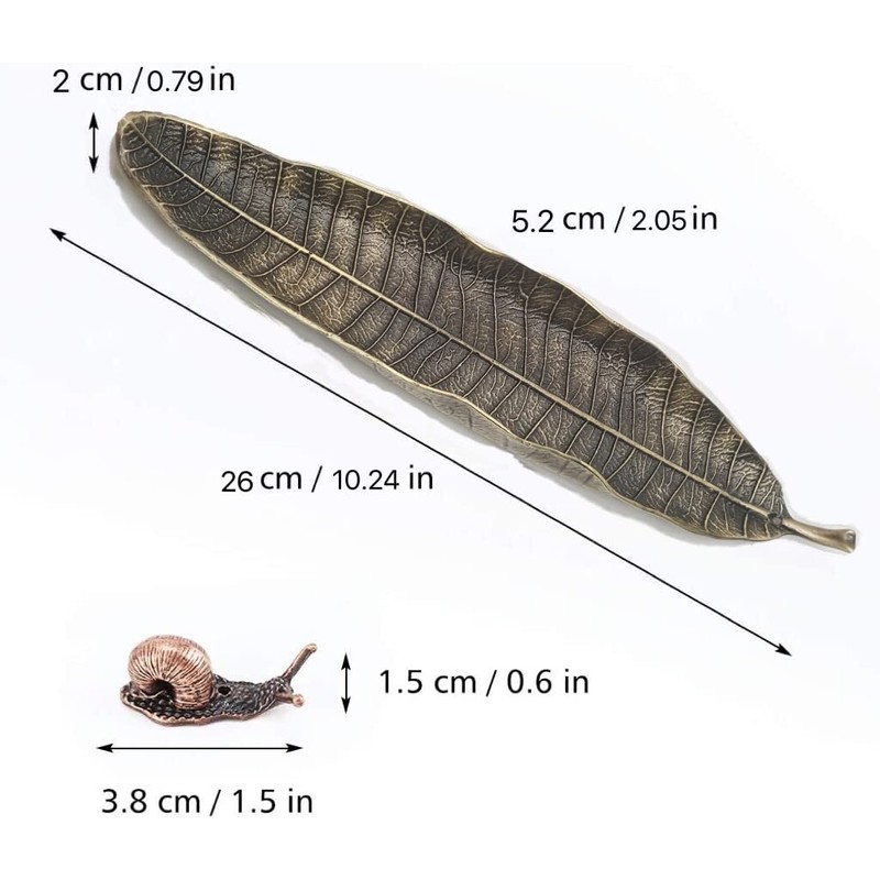 Incense Holder Set, Leaf and Snail Incense Burner, Incense Ash