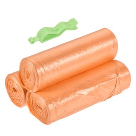 MECCANIXITY 3 Rolls 60 Counts 2-4 Gallon Small Trash Bags Waste Basket Liners Orange & 6Pcs Garbage Bin Clip Plastic Clamp Green for Home, Office, Daily Use