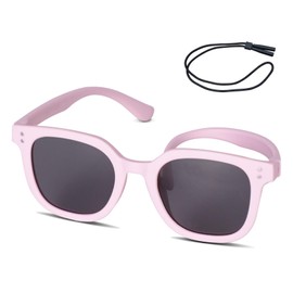 GOZINA Kids Polarized Sunglasses, Small Kids Sunglasses UV Protection Boys Foldable Sunglasses Girls Pink Babiators Sunglasses Sunglasses Strap for Baby Toddler Infant and Children Age 2-10 (Pink)