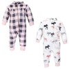 Hudson Baby Unisex Baby Plush Jumpsuits, Pink Moose, 6-9 Months