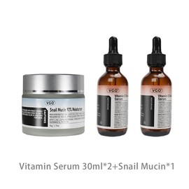 VGO The VGO Essence Facial Cream repairs the skin barrier, hydrates and moisturizes the skin, and is suitable for sensitive skin. - Specification: VC Facial Serum 30ml*2+Snail Mucin