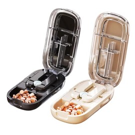 Pill Cutter Splitter for Small and Tiny Pills - Adjustable Pill Splitter with Centering Device for Cutting Multiple Pills, Precision Alignment, Easy to Use and Travel Sized, (1/4 White+Black)