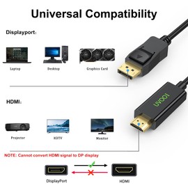 UVOOI DisplayPort (DP) to HDMI Cable 10FT 2-Pack, Display Port to HDMI Cable Adapter DP to HDMI 1080P@60Hz Support Video and Audio Compatible with NVIDIA, AMD, Monitor, Projector, HDTV, Desktop