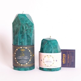 ETEREA - Juego de 2 Velas en forma de Cuarzo Turquesa - ETV0007 - De Cera de Palma Natural Sustentable Intencionada