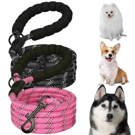 Set de 2 Correas para Perro de 2 M con Mango Acolchado y Costuras Reflejantes para Perros, Correa Giratoria Resistente y Duradera Que no se Enreda, Apto para Perros Pequeños y Medianos