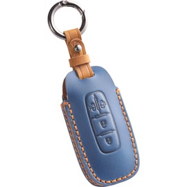 [smasol] New Serena C28 Lukes B4 Late X-Trail Key Cover Genuine Leather Nissan Sakura Key Case Smart Key Case Nissan Aria New Key Cover Key Shell 2022, Blue / 4 Button Type A