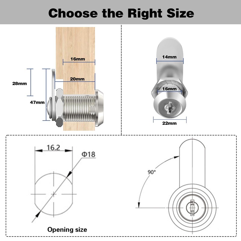 Herbst Pack of 6 Letterbox Lock 20 mm with 4