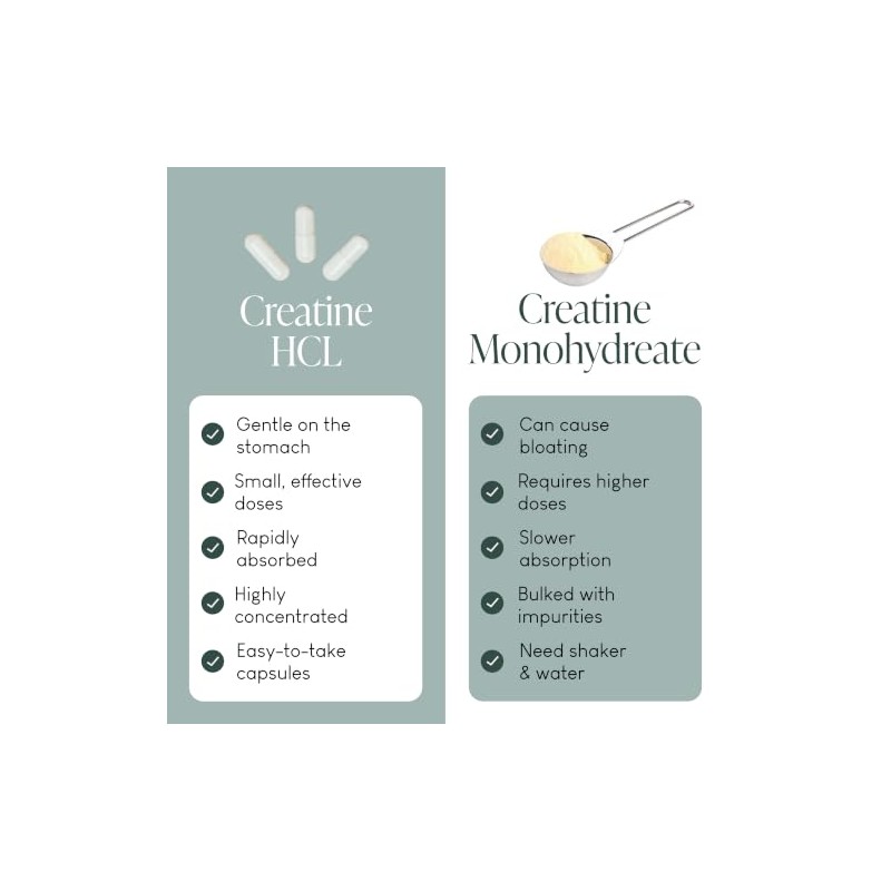 Creatine HCL Supplement Capsules 30 Day Supply 500mg Supports Energy