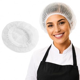 Smilco 100 Piezas Paquete Gorros Desechables Blancos Redecilla Pelo Pulgadas Gorro Elástico Antipolvo Comi Baise