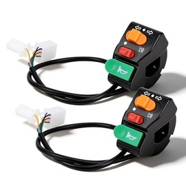 Oumefar 2 Piezas 3 en 1 Bicicleta Eléctrica Scooter Motocicleta Interruptor Universal Manillar Luz Señal de Bocina Interruptor de Control Kit para Bicicletas Eléctricas Scooters