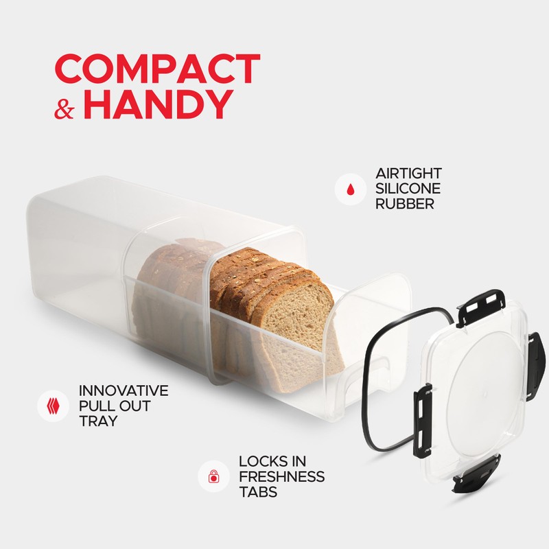 Tafura Bread Storage Container (2 Pack) with INGENIOUSLY Tray, Plastic