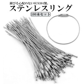 FUPUONE Stainless Steel Ring, Stainless Steel Chain, 100 Pieces (Width 0.6 x 5.9 inches (1.5 x 15 cm)