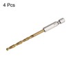 sourcing map 4pcs 1/4" Hex Shank Drill Bits 4mm Titanium