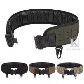 KRYDEX Laser Cut MOLLE Belt 1.75 in Padded Battle Outer Belt and 3 in Inner Belt - Black, M (36" - 40") - 21 Slots Molle