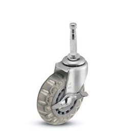 Shepherd Regent Series 3" Diameter Vipor Wheel Swivel Caster with Side Brake, 5/16" Diameter x 1-1/2" Length Grip Neck Stem, 120 lbs Capacity, Zinc Finish