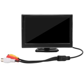 Conjunto de de C¨¢mara de Respaldo, Monitor Retrovisor con Pantalla LCD de Entrada de V¨ªdeo V1 V2 de 5 Pulgadas Resistente Al Agua para Camiones, Veh¨ªculos Recreativos y
