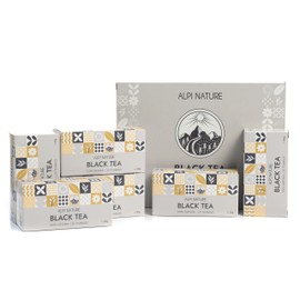Black Tea by Alpi Nature, 120 Black Tea Bags, 180g 6.3 oz, Multipack of 6 x 20 Bags of 1.5g each, Dried Leaves for Preparing Herbal Infusions, Naturally Caffeinated