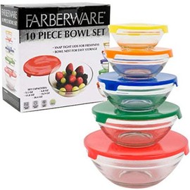 FARBERWARE FG8617 10-Piece Bowl Food Storage Set, 7x4x7, Multicolor