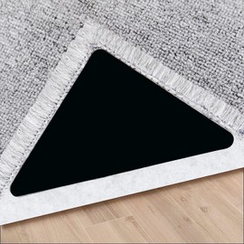 Sollifa Rug Tape,12 Pcs Dual Sided Washable Removable Rug Stopper for Area Rug, Non Slip Adhesive Prevent Curl for Hardwood Floors and Carpet Corners