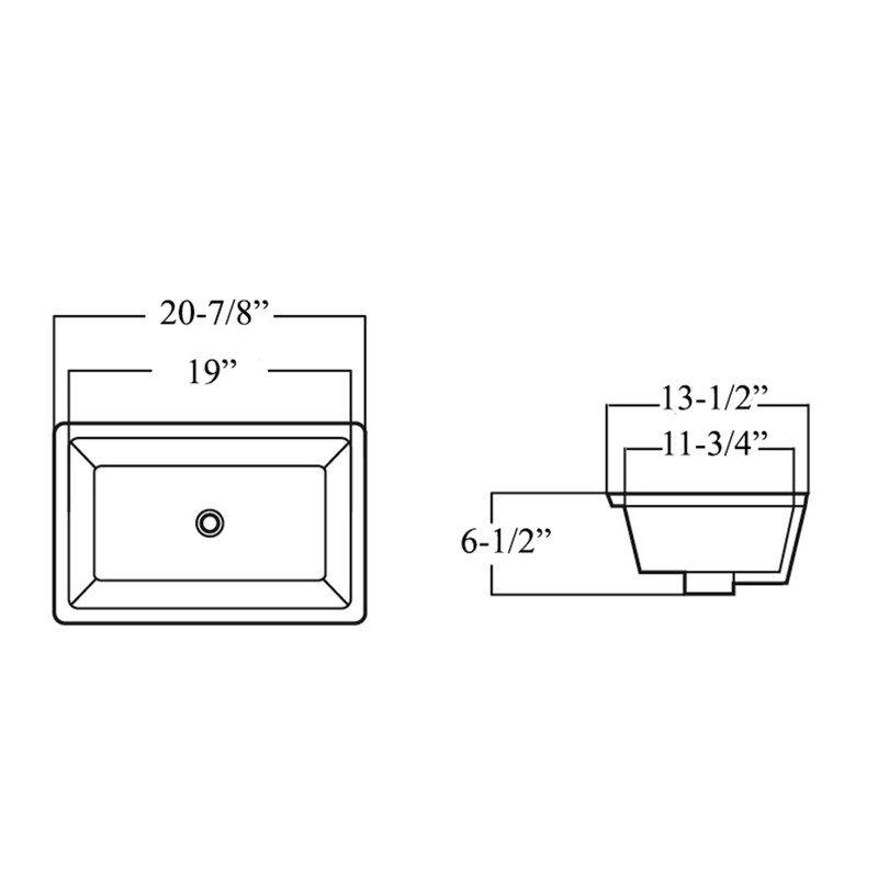 KINGSMAN Rectrangle Undermount Vitreous Ceramic Lavatory Vanity Bathroom Sink Pure