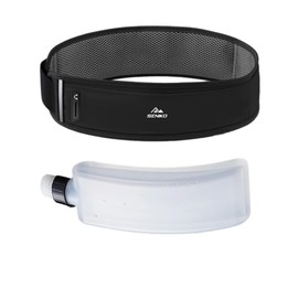 SENIKO Running Belt Hydration with Bottles,Fanny Pack Water Bottle Holder, Zipper Waist Pouch Fits Most phones,Zerobounce Design for Cycling Climbing Marathon (Watter Bottle Included)