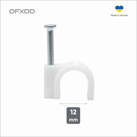 Cable Clips 12 mm - Cord Clips for Wall, 200 Pcs - White Cable Clips with Steel Nails - Mounting Clips for Round Cable & Wire, Indoor & Outdoor