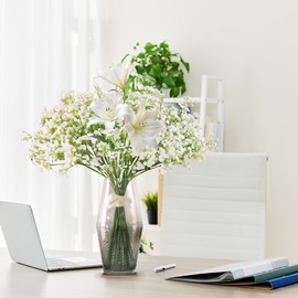 Uponhau Babys Breath Artificial Flowers, 30 Pcs Fake Flowers Gypsophila Bouquet Fall Flowers Artificial for Decoration, Real Touch Silk Flower for Wedding Bouquets, Home Decor, DIY Crafts