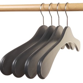 Wooden Coat Hangers Made of Beech Wood, Pack of 5, Made in Austria (Anthracite Stained)
