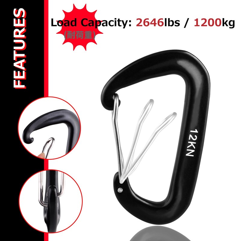 Azarxis 12 kN Carabiner Clips, 4 Pack Heavy Duty Carabiners