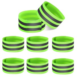 DINGFENG Pack of 8 Reflective Bands, Highly Visible Reflective Wristbands, Double Reflective Bands Elastic, Reflective Safety Bracelet, Double Reflective Bands for Outdoor Jogging